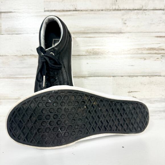 Vans Off the Wall Unisex Shoes Vintage Black On Black Leather 5/M 6.5/W - Picture 2 of 5